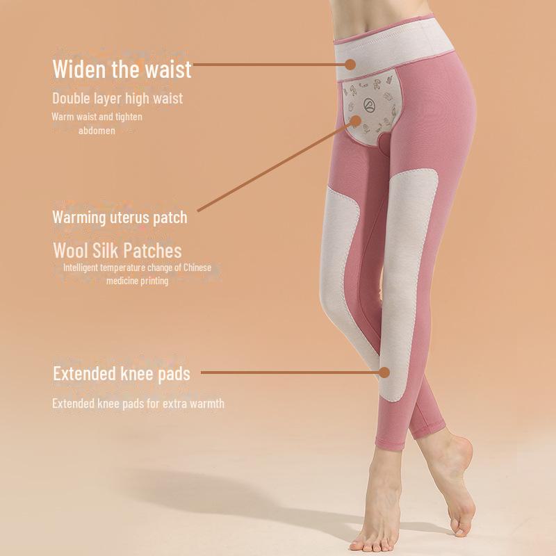 Брюки из шерсти и шелка с высокой талией: Подарочная коробка с теплыми осенними леггинсами для мужчин и женщин