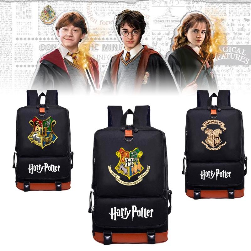 Stylish Harry Potter Print Canvas Backpack With Hidden Zipper Pockets