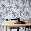 Blue Bird Floral Self-Adhesive Wallpaper Modern Flower PVC Waterproof Wallpapers Peel and Stick Wall Stickers Home Decoration