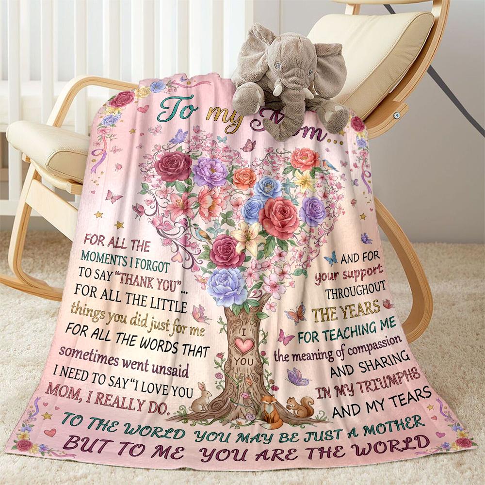 Mother's Love And Gratitude Flannel Blanket-Soft and Suitable for Sofas,Beds,Offices,Travel,All Seasons,Great Gift for Holidays and Birthdays.