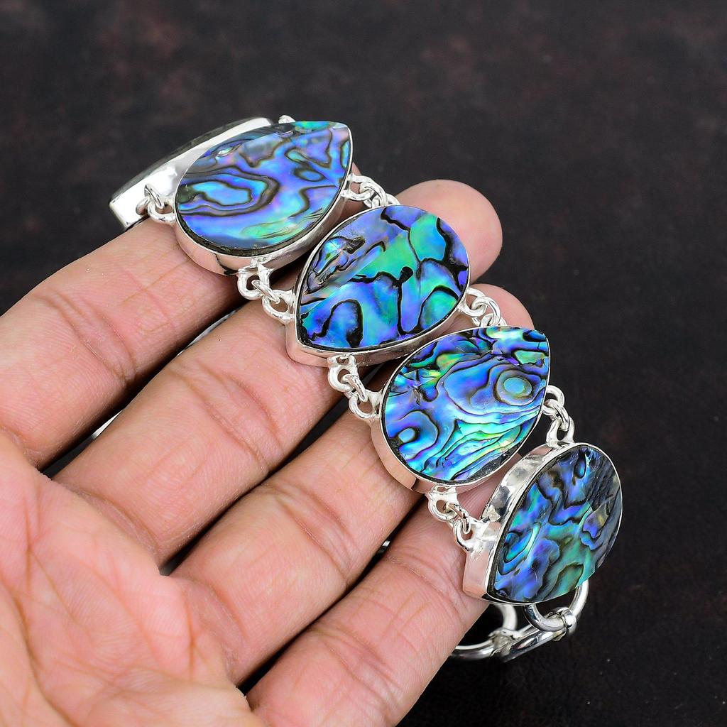 Браслет из раковины абалона, браслет из серебра 925 пробы, браслет ручной работы с драгоценным камнем, браслет с регулируемой цепочкой, новый браслет, подарки на помолвку