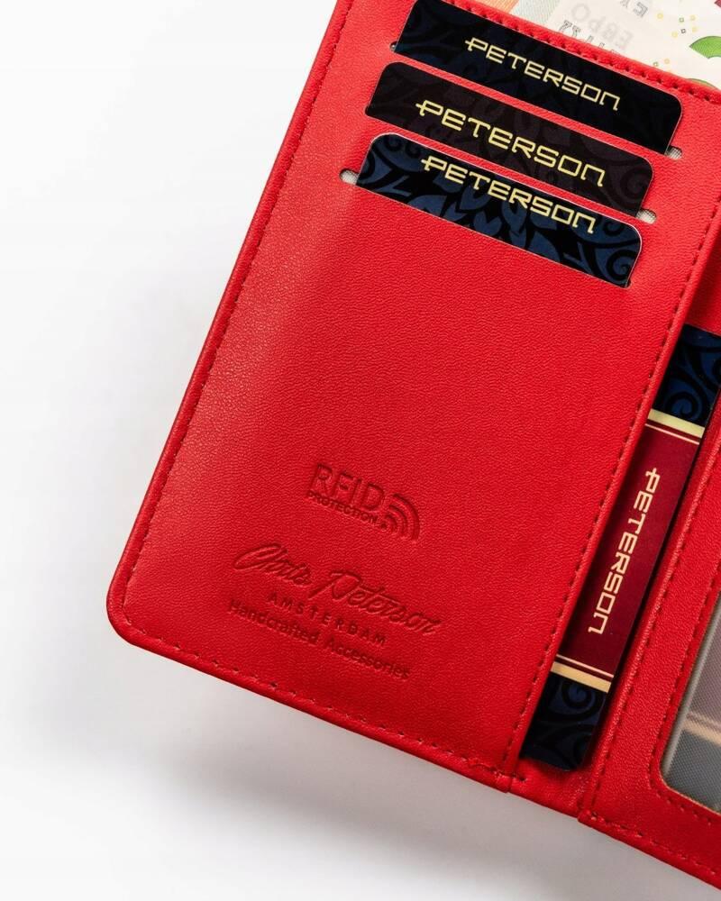 Vertical women's wallet made of eco-leather decorated with embossing - Peterson