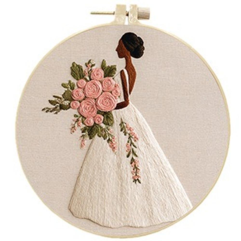 1 набор Серия Свадебная девушка Материал для ручной вышивки, Набор для начинающих вышивать крестиком, Легкий учебник и инструменты, Набор материалов для рукоделия из ткани