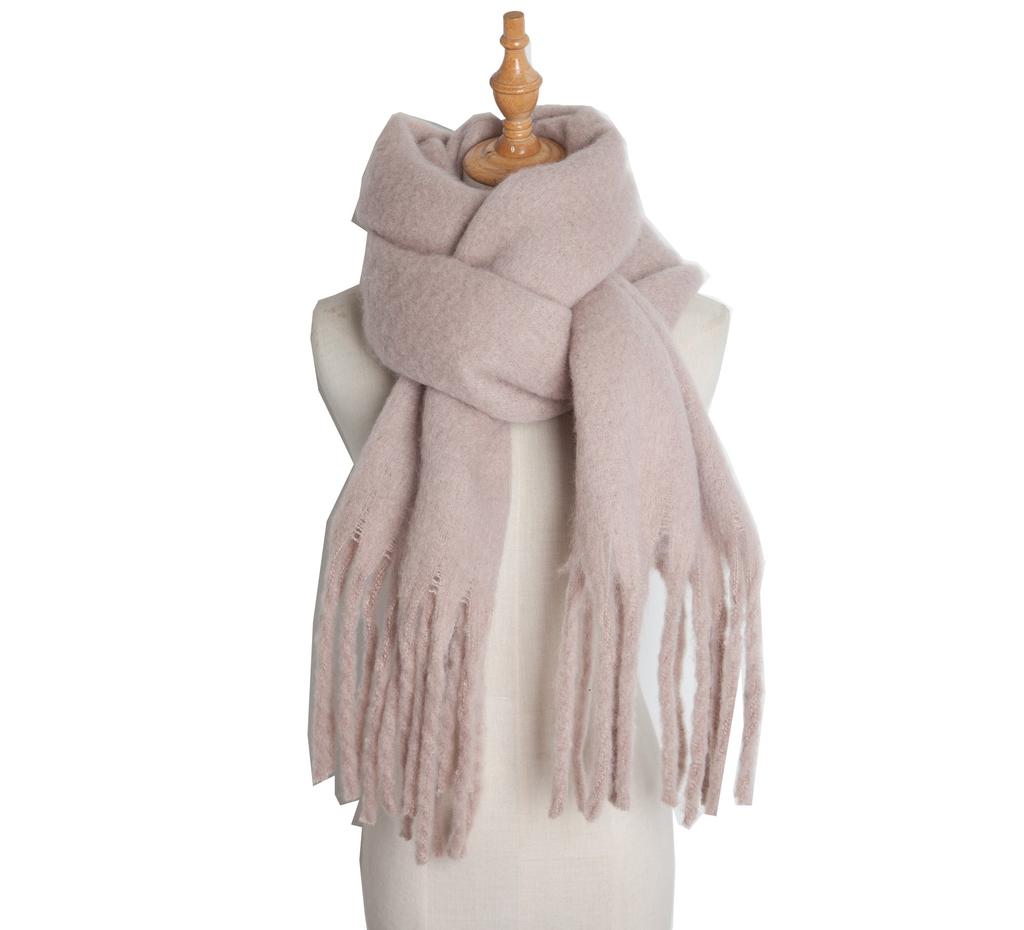 European and American Style Women's Solid Color Shawl Autumn Winter Long Tassel Scarf Thicken Warm Pashmina