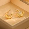 Ретро Изысканные Серьги Гинкго Билоба Циркон Стиль Темперамент Серьги Мода Простые Нишевые Свет Роскошные Серьги