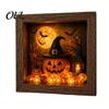 Craft Gifts for Adults DIY Lighted Halloween Ghost Shadow Box Kit, Wooden Frame LED Warm Light, Gothic Bedroom Decor Memory with Crystal Glass Panel,