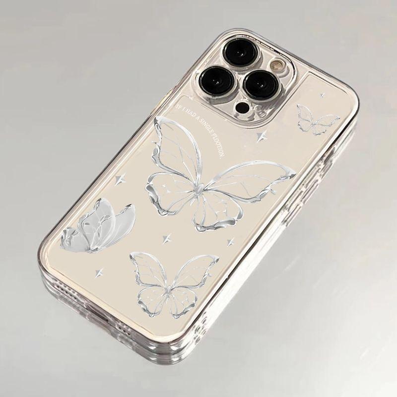 Чехол Line Butterfly для телефона Apple Phone - силиконовый прозрачный чехол TPU Cute Cover для iPhone 15 14 13 12 11 Xs XsMax Pro Max Plus