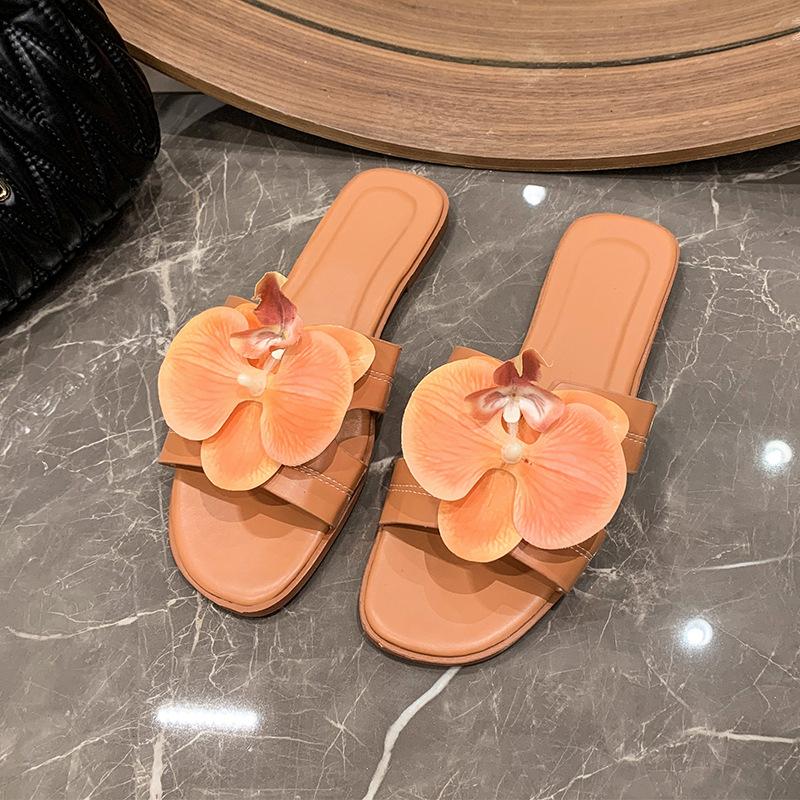 Женские пляжные шлепанцы для отдыха Весна Лето Квадратный носок Открытый носок Сандалии с бабочками Уличные повседневные модные шлепанцы Большой размер 42