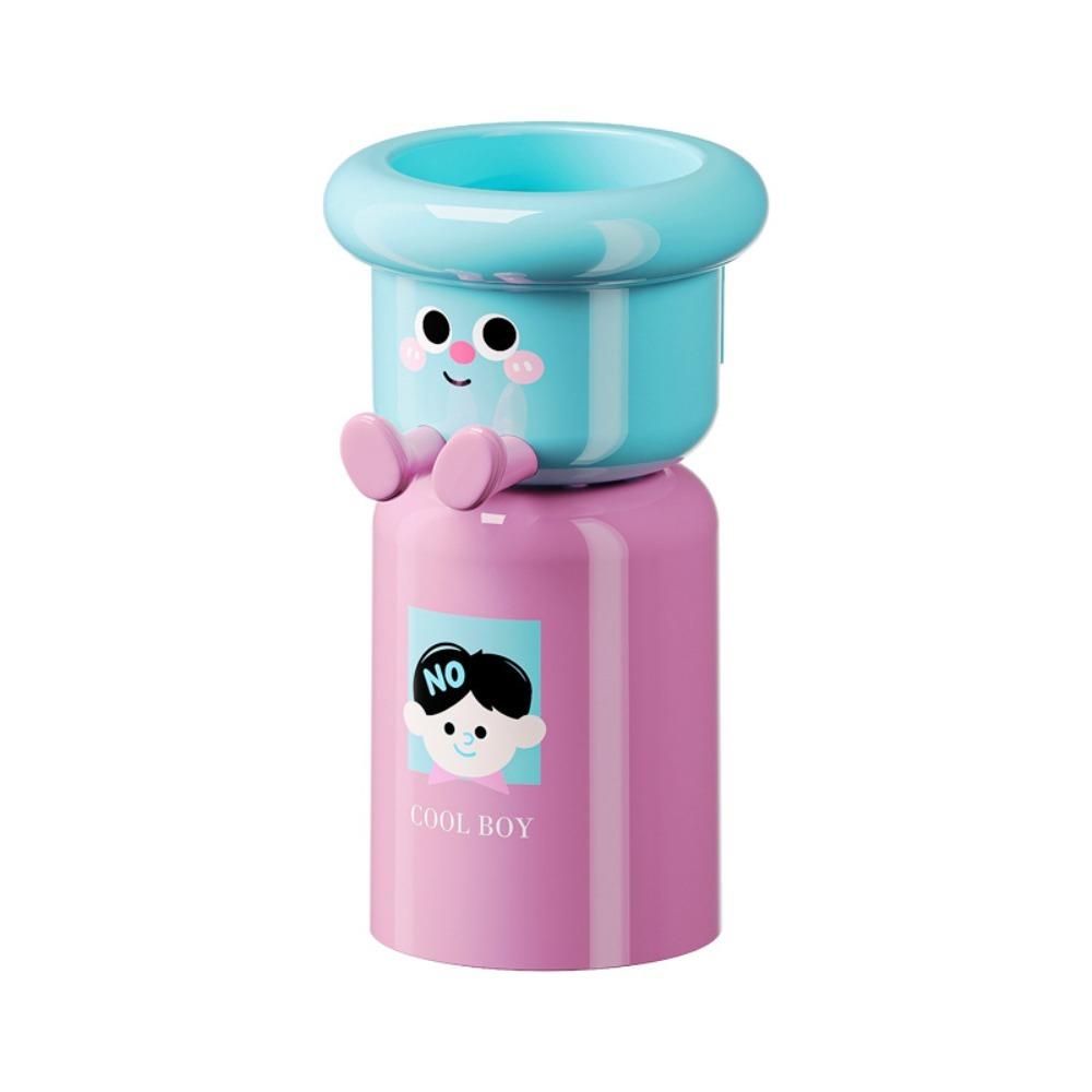 Cartoon toothbrush holder 1 set wall mounted non perforated bathroom storage rack cup storage accessory