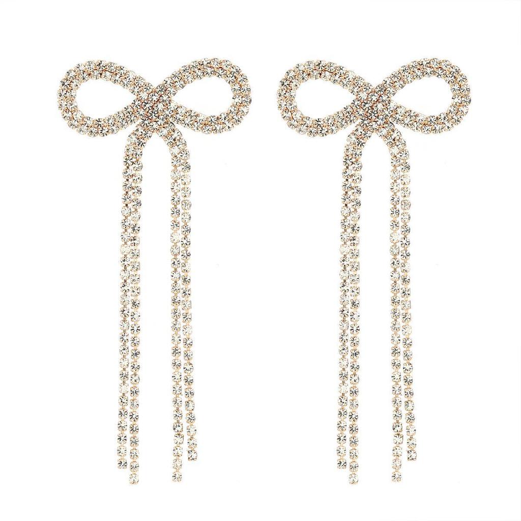 Серьги Super Flash Claw Chain Bow Tassel - Свадебные украшения из Европы и Америки