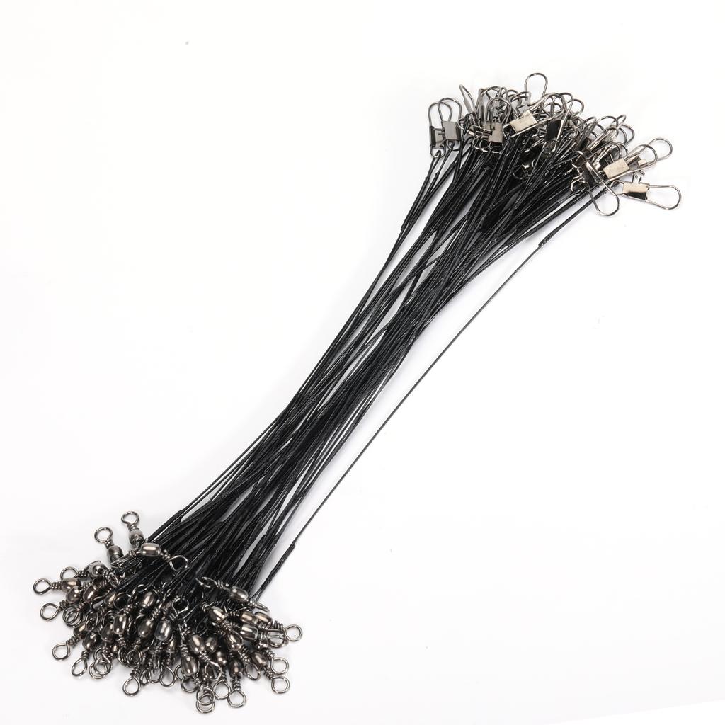 Набор из 20 стальных поводков для рыбалки - Защищенные от порезов вертлюжки-коннекторы со свинцовым сердечником (20-30см) для Морской/Бассовой Рыбалки