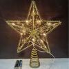 LED Glittering Rattan Wrought Iron Christmas Tree Topper Ornament