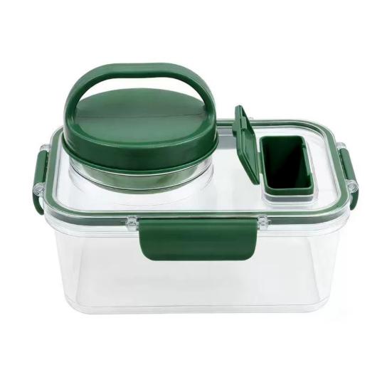 Банка для салата с 4-секционной коробочкой для специй, герметичный контейнер для приготовления еды со встроенным отделением для заправки, пластиковый контейнер для салата без BPA для использования на ходу