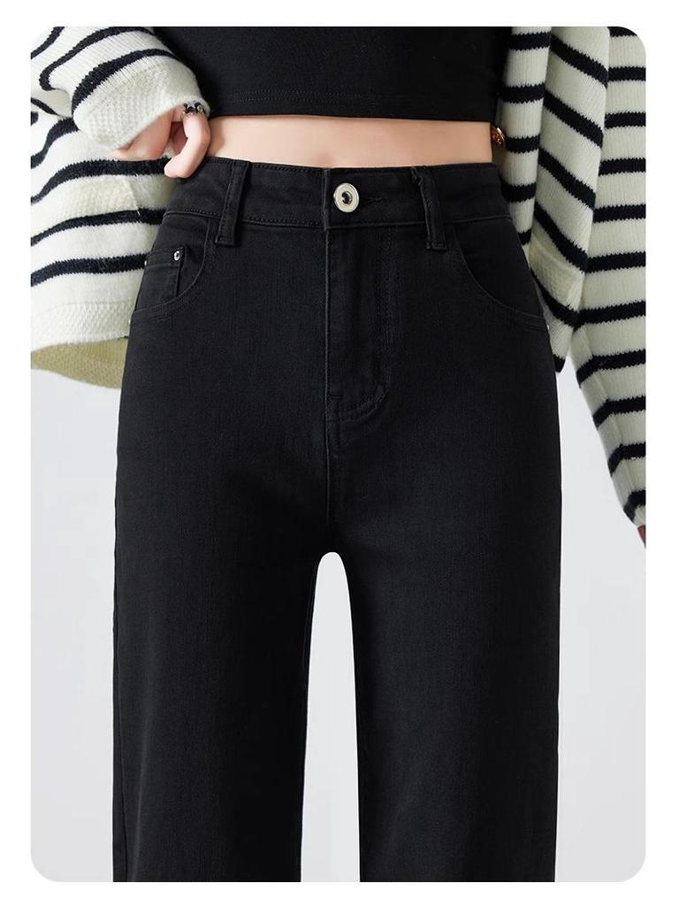 Женские джинсы-слим с высокой талией длиной девять точек прямого кроя - Коллекция Лето 2025