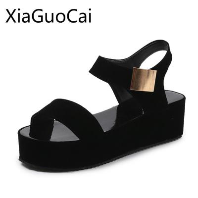 Открытый носок супер горячие женские сандалии на платформе из искусственной кожи с пряжкой открытые женские повседневные плоские сандалии в римском стиле