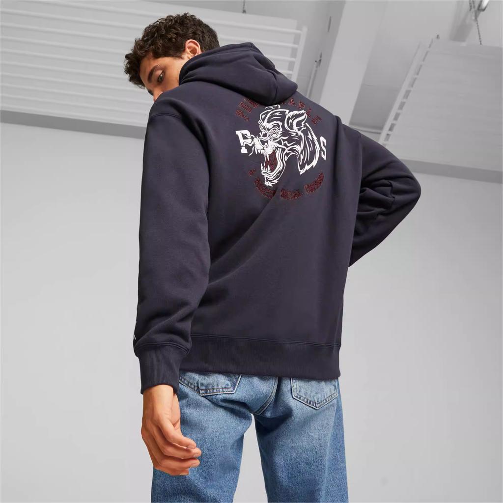 Puma X Staple Collab SS23 Letter Print Loose Hoodie Men Hoodie Navy-Blue 622202-16