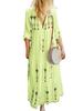 Women's Maxi Dress V-Neck Half Sleeve Multicolor Printed Long Dress Boho Dress