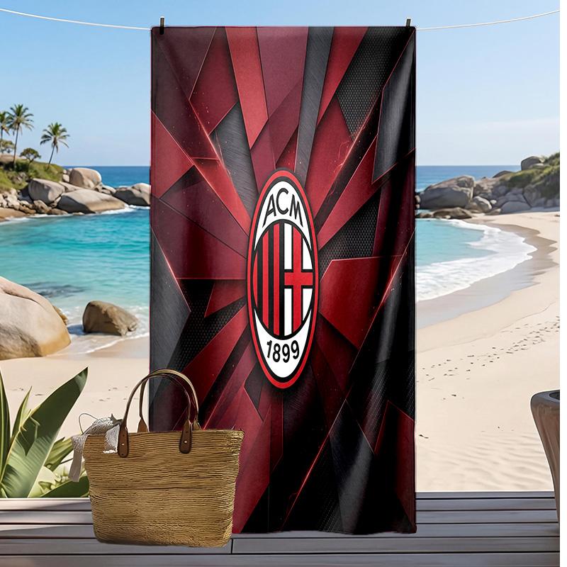 Пляжное полотенце с принтом AC Milan, быстросохнущее, мягкое, портативное, большое, прямоугольное, пляжное покрывало для путешествий, бассейна