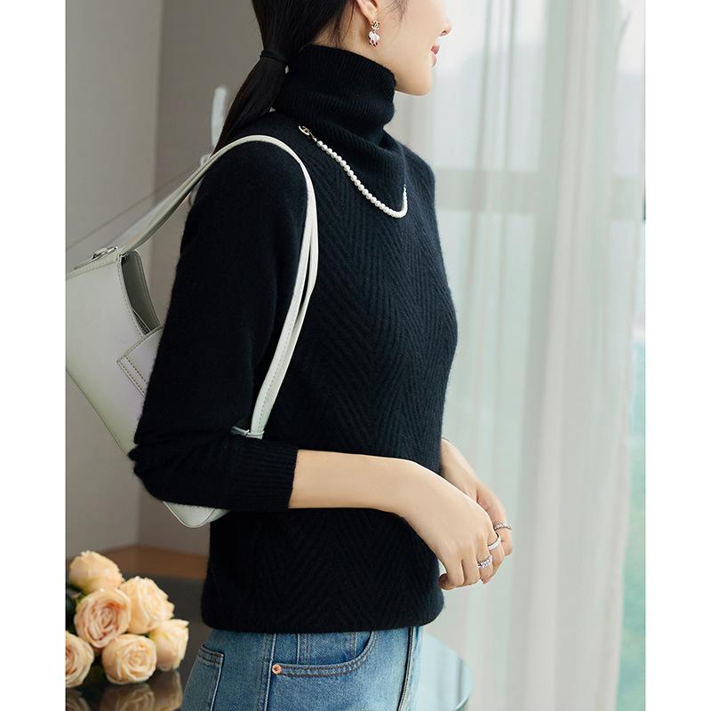 New Semi-Turtleneck Knitted Sweater Women'S Autumn And Winter Cashmere Solid Color Loose Sweater Fashionable Versatile Bottoming Shirt
