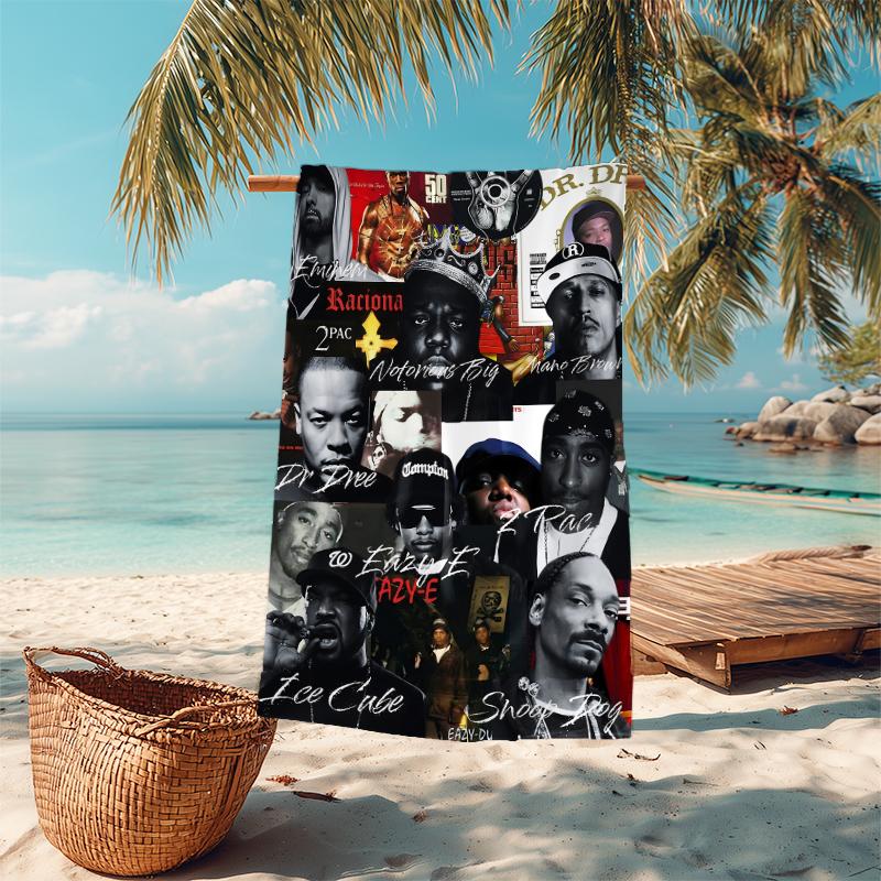 1pc Hip Hop Legends Collage Microfiber Quick Dry Beach Towel Absorbent Soft Oversized Sand Free Towel for Travel Pool Gym Swimming Yoga 20a235