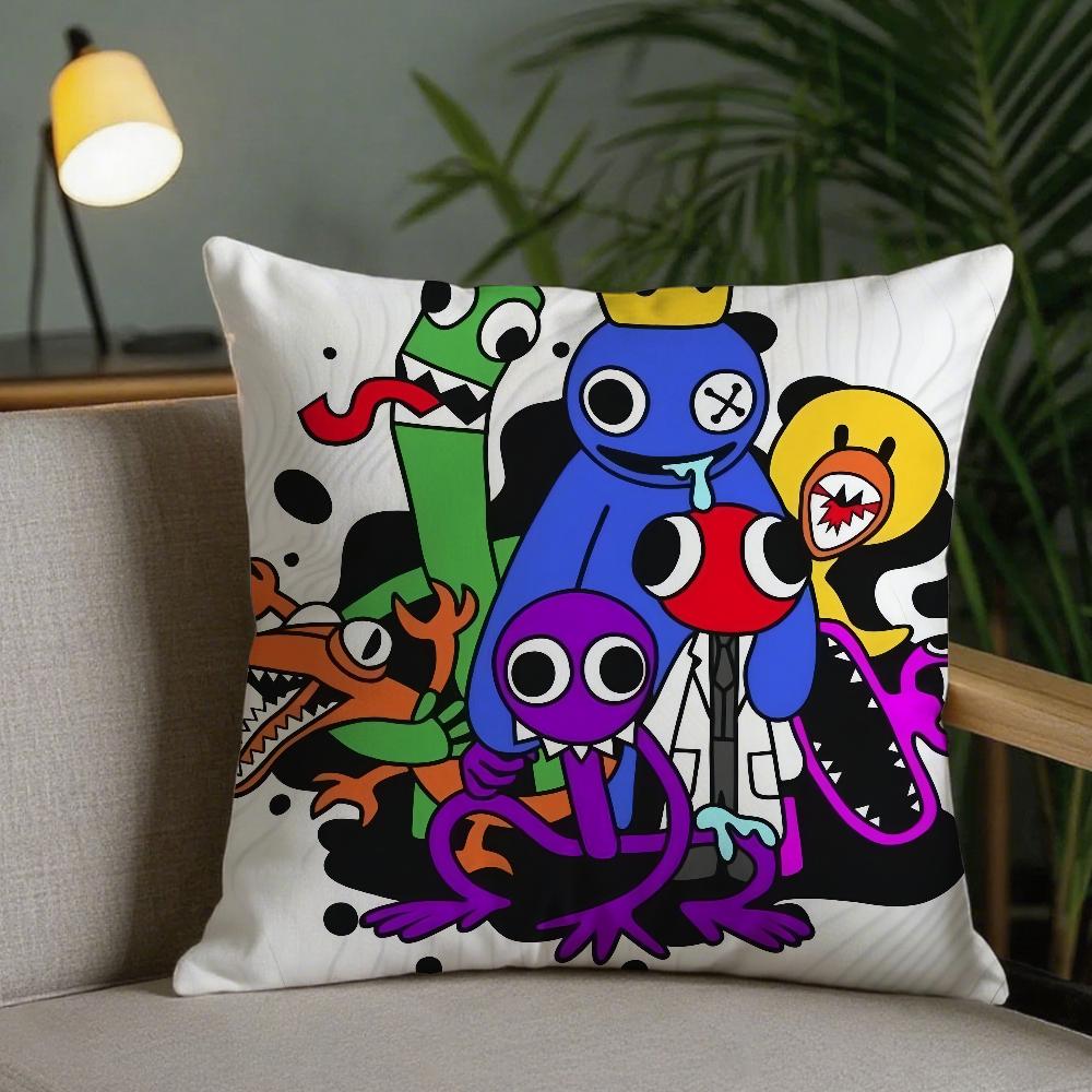 Cartoon Game RRainbow Friends Pillow Case Square DoubleSided Printing Sofa Cushion Cover Pillowcase Bedroom Bedside