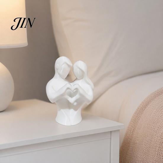 Non-fading Couple Figurine 3D Printed Heart Statue, Abstract Minimalist Lovers Embrace Figurine, Romantic Desktop Molded Statue Decor for Living Room