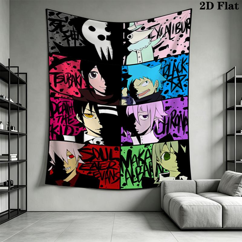 Soul Eater Wall Tapestry Aesthetic Wall Hanging Printed Fabric Blanket Decorative Tapestries for Bedroom Living Room Home Decor