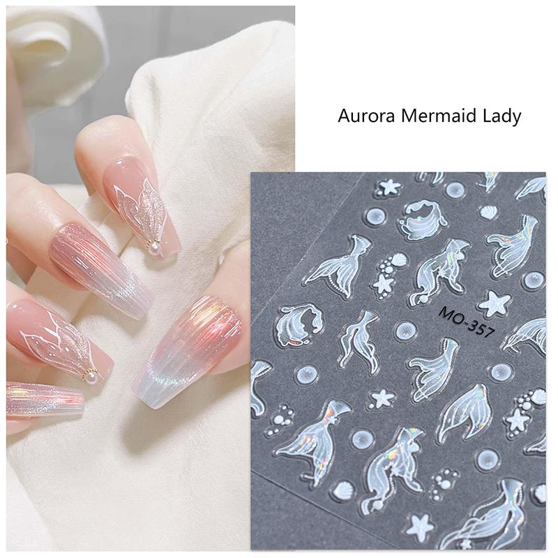 5D голографические наклейки для ногтей в виде хвоста русалки наклейки для ногтей в виде моллюсков и звезд с изображением морских звезд декор для ногтей в виде океанического дизайна маникюрная фольга