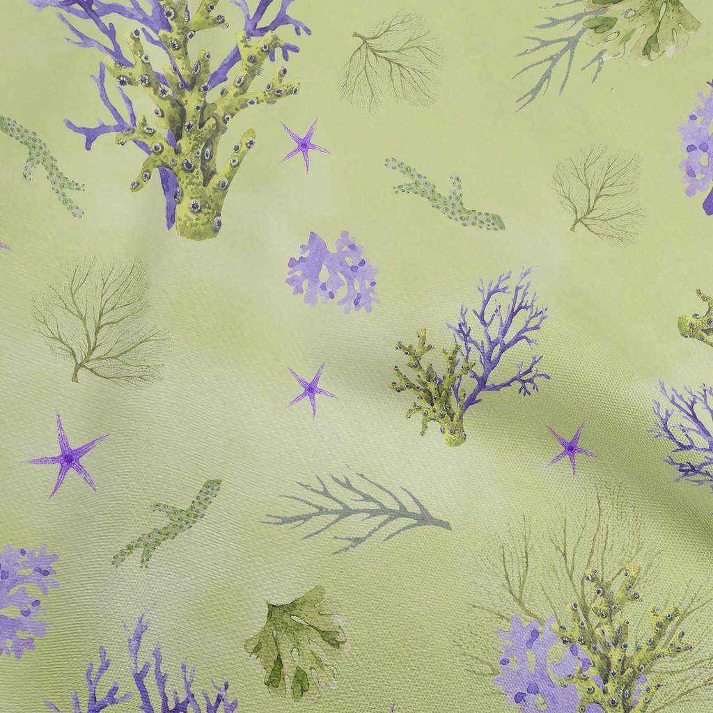 oneOone Cotton Flex Bluish Violet Fabric Sea Corals Quilting Supplies Print Sewing Fabric By The Yard 40 Inch