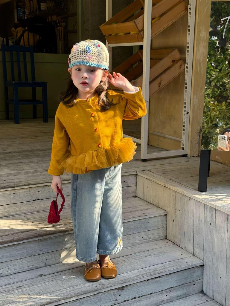 Корейский комплект для девочек: Кардиган и Джинсы (двухпредметный)