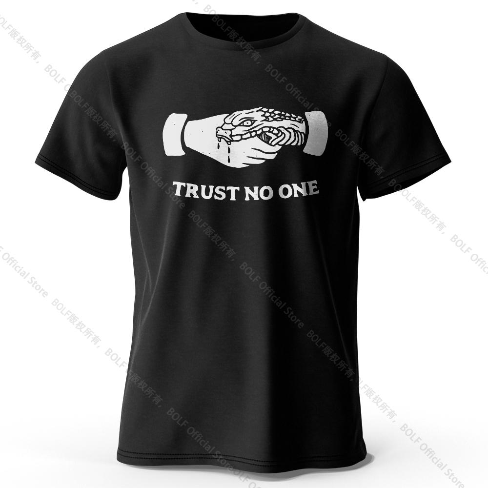 Футболка мужская Trust No One Printed из хлопка, 100% хлопок, Harajuku, свободные футболки с забавным принтом для мужчин и женщин, летние топы