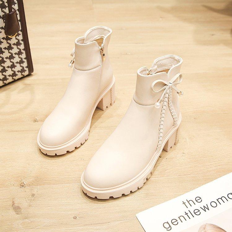 Women's Thick Heel Short Boots Casual Fashion Leather Boots