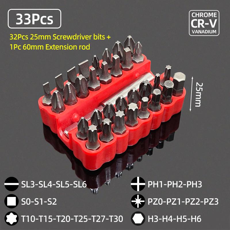 Набор отверток 25 мм, шлицевые биты Phillips Pozidriv Torx, квадратная шестигранная отвертка, шестигранный хвостовик 1/4, электрическая отвертка, ручной инструмент