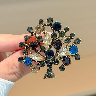 Брошь Premium Sense Niche Temperament Pin Diamond Tree Of Life Брошь Пальто Куртка Одежда Аксессуары Партия