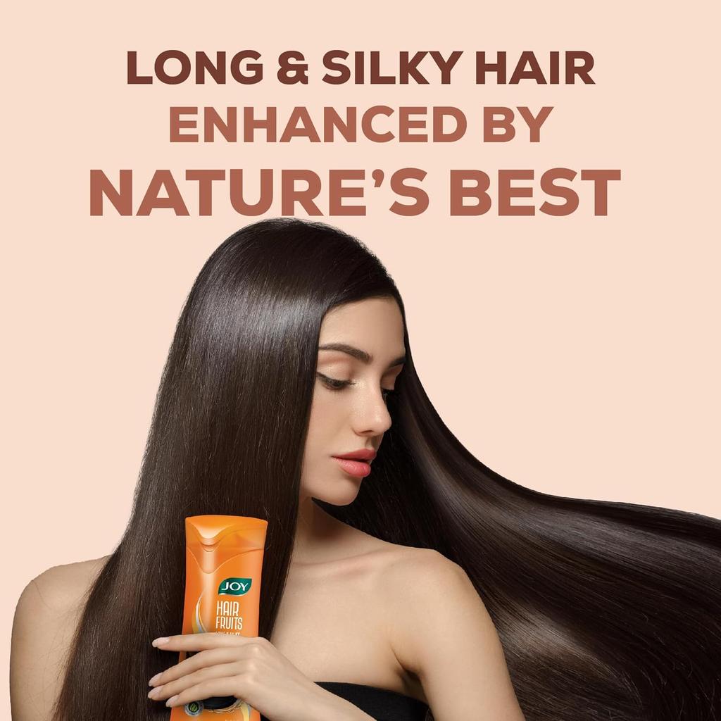 JOY Шампунь для кондиционирования волос Hair Fruits Long & Silky Абрикос и Персик 340 мл | Мягкие Блестящие Волосы, Увлажняющий и Питательный