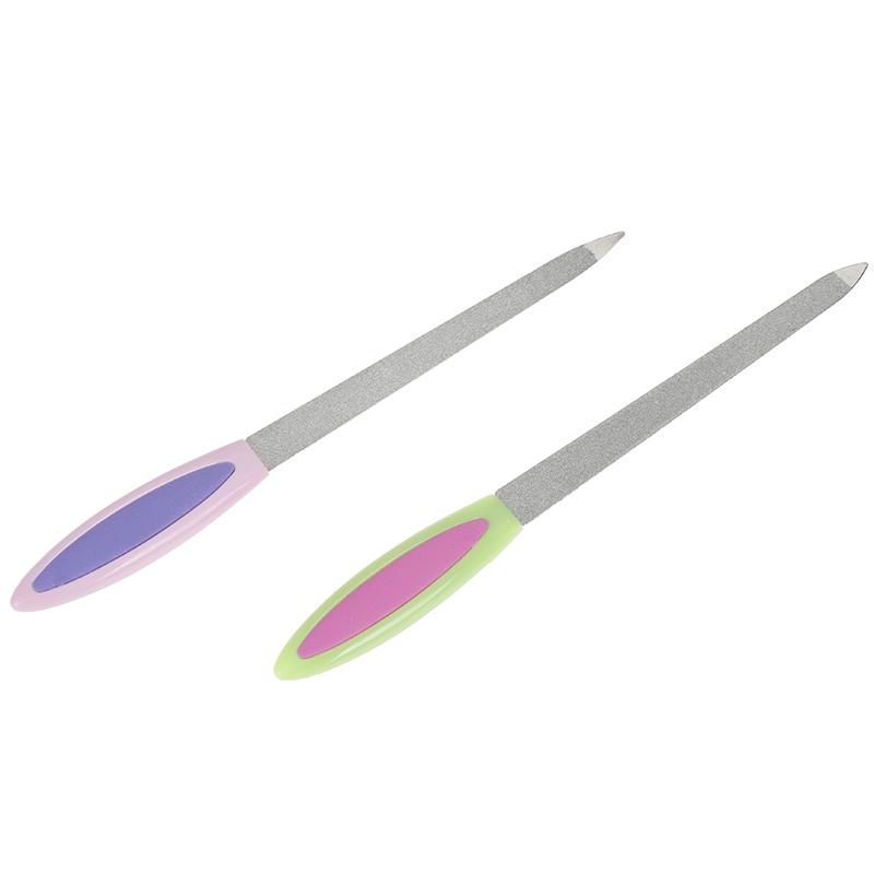 Двухсторонняя металлическая пилочка для ногтей, буферный шлифовальный стержень, скраб, инструменты для маникюра и педикюра
