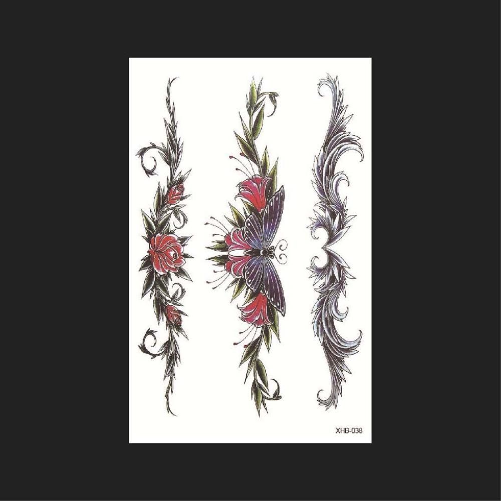 Lasting Leg Body Art Temporary Decal Black Rose Butterfly Design 3D Body Tattoo Sticker Cover Scars