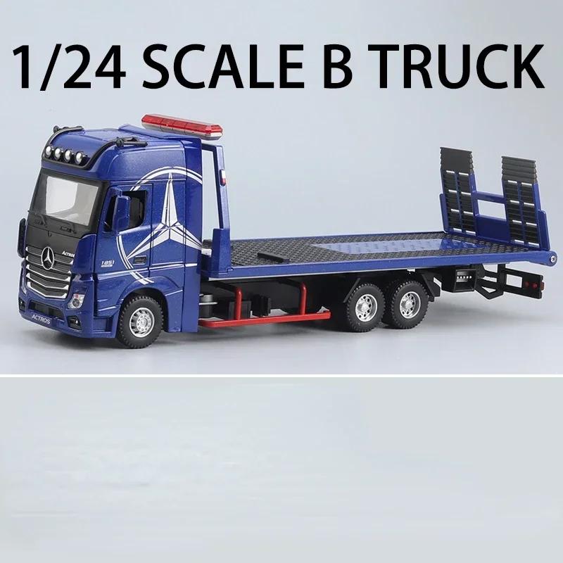 EFVAK1 1:24 Mercedes-Benz 1851 Flatbed Trailer Alloy Truck Model Car Diecast Toy Car Simulation Sound & Light Toys For Children Gift