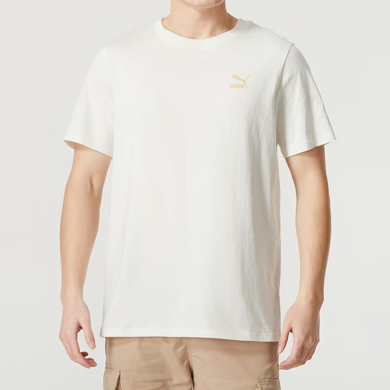 PUMA T Shirts Unisex White Crew Neck Moderate Straight Fit 682344-65