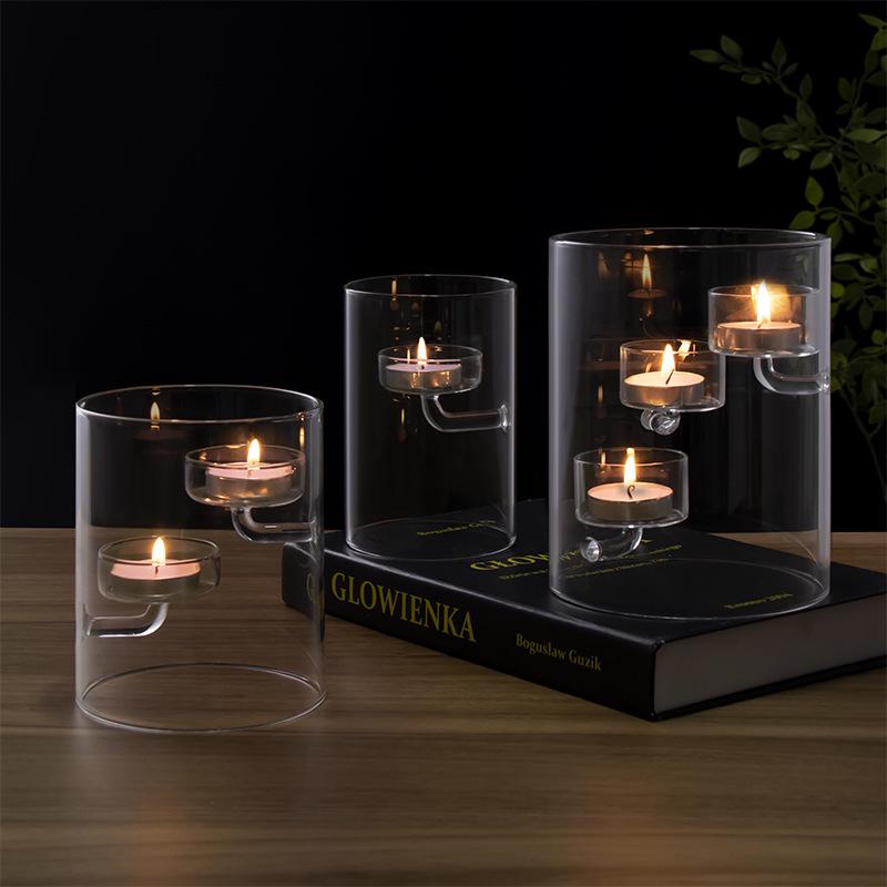 European Cylinder Hurricane Glass Oil Lamp Candle Holder - Windproof Home Decoration and Candlelight Dinner Gift.