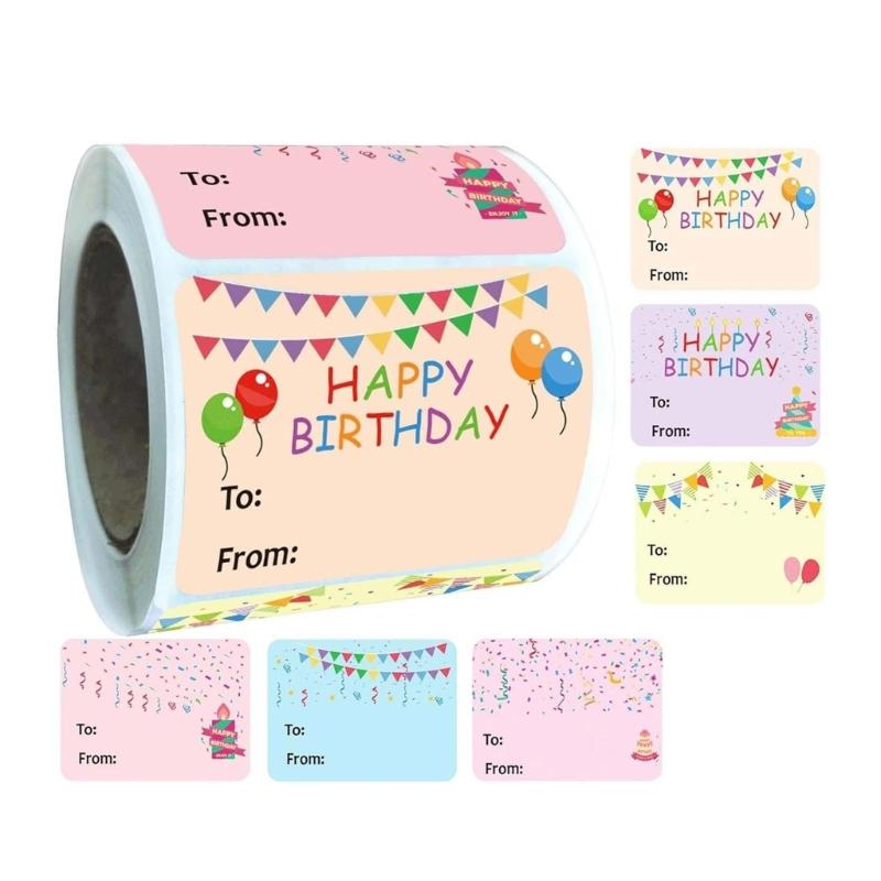 300Pcs Birthday Name Sticker 50x38mm Adhesive Wrapping Label for Packaging Seal Envelope Card Holiday Present Case