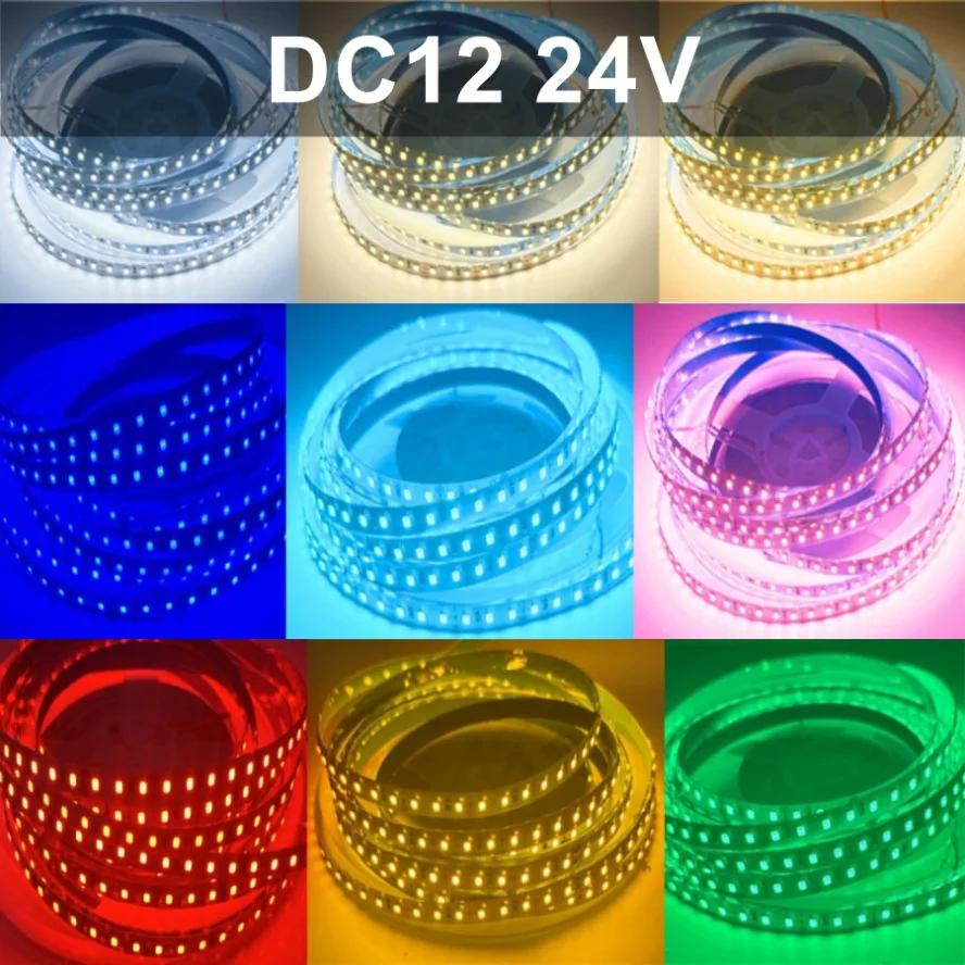 Светодиодная лента SMD2835 120 светодиодов/м 5 м 12 В 24 В 220 В Домашняя лампа-лента Декор Цветная гибкая лампа-лента для фона телевизора Домашний декор