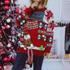 Foreign Trade Autumn and Winter New Thick Christmas Sweater Hand Decorated Button Letters Snowman Doll Pullover Sweater for Women 3525 EMA