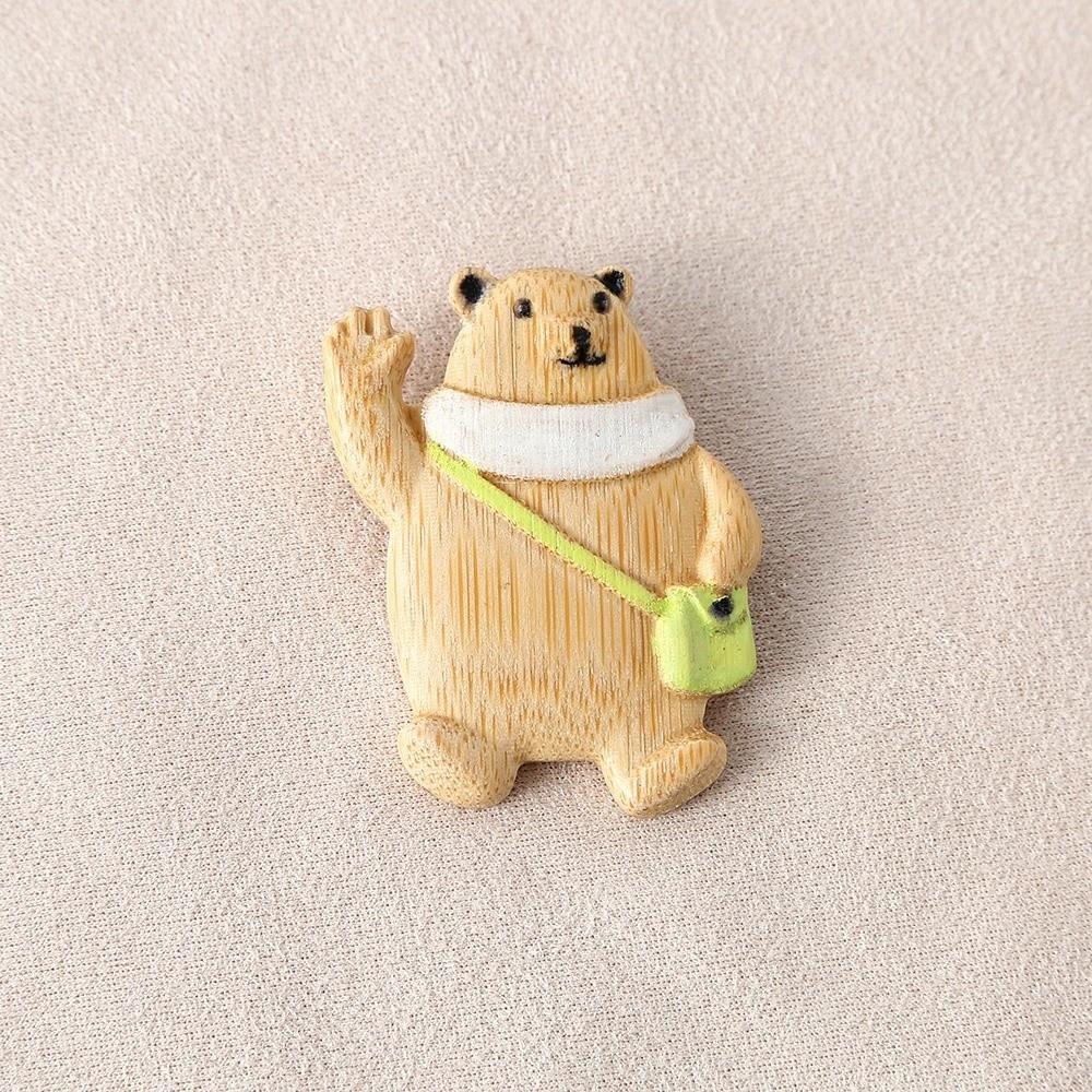 Scarf Bear Animal Pin Guitar Bear Badge Fashion Sweater Wooden Brooch Gift