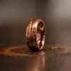 Coffee Color Rose Golden Ring Guitar String Stainless Steel Ring Inlaid Whiskey Barrel Wood Grain Ring for Men Engagement