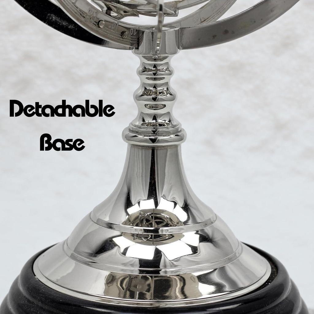 Деревянный шар-глобус (основание на полу - 4 дюйма , размер глобуса : 12 x 6 дюймов, Коричневый)