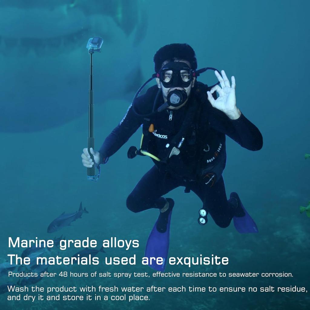 Aluminum Alloy Extention Pole Selfie Stick Long Rod Length Up To 93 Cm For GoPro Hero 13 12 11 10 9 Insta360 ONE X4 X3