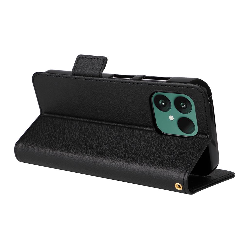 For Fairphone 6 Case with Wrist Strap Litchi Texture PU Leather Wallet Phone Cover