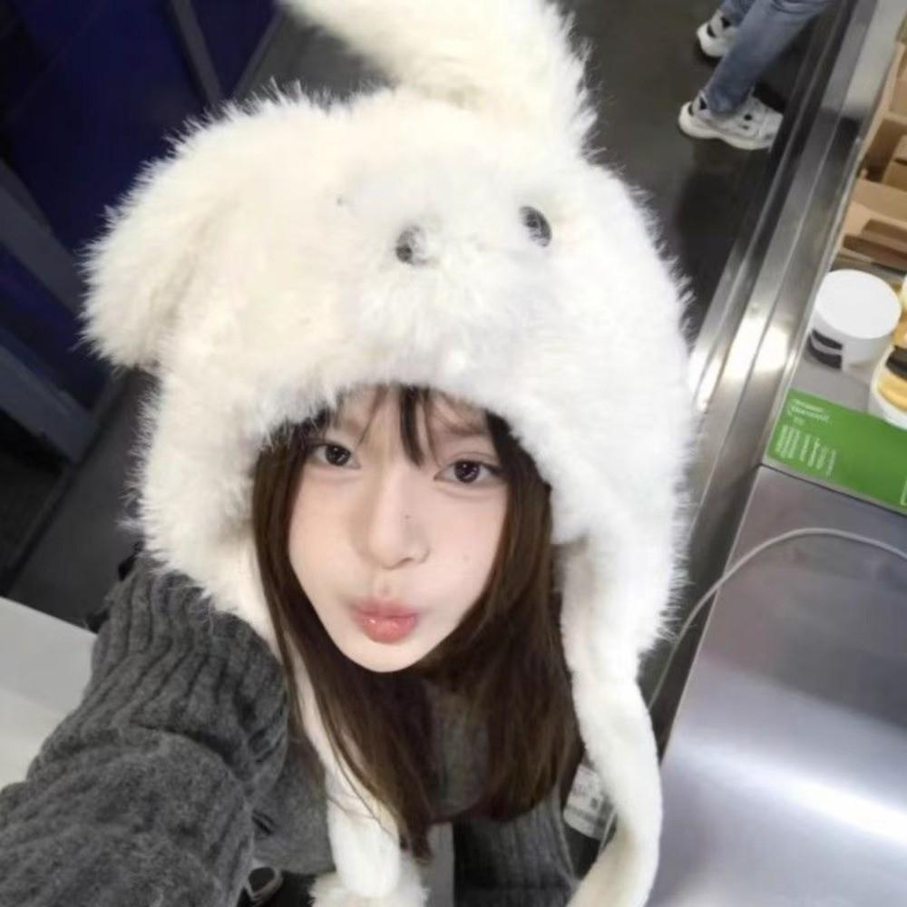 Warm Plush Winter Hat Cartoon Animal Pullover Cap Cute Dog Ear Hat For Women