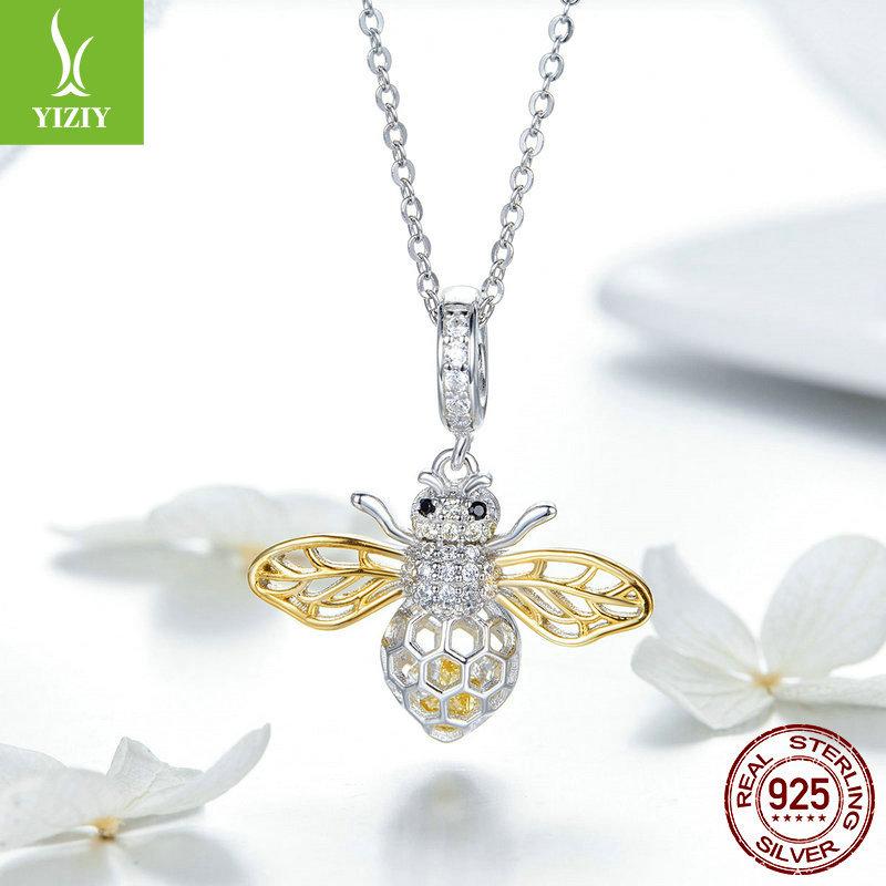 Кулон из стерлингового серебра 925 пробы Вечная пчела Покрытый белым золотом Модный кулон-ожерелье Scc1125